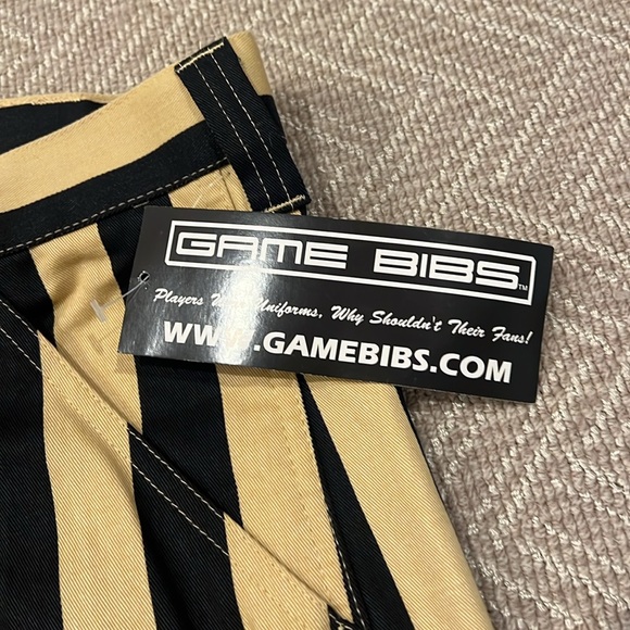 NEW Game Bibs Gold and Black Striped Pants Size 30x30 100% Cotton Side Pockets - Picture 4 of 8